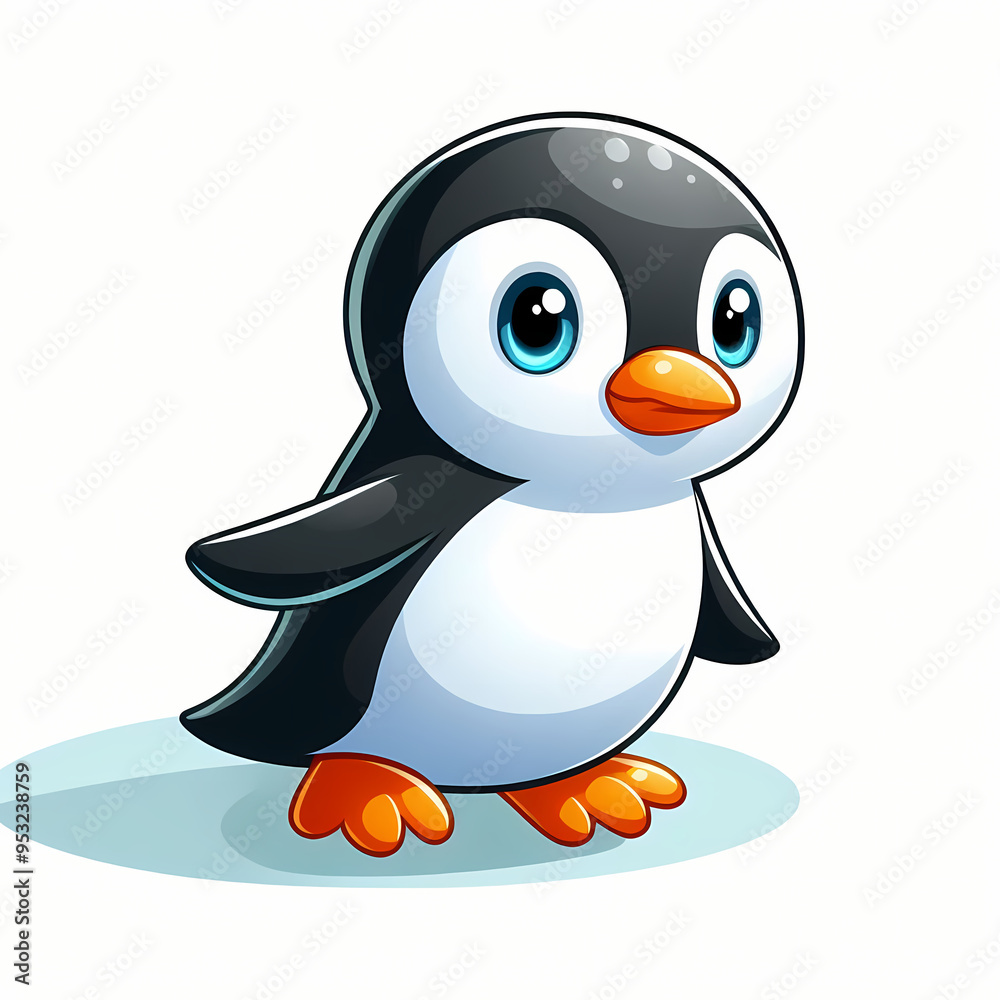 Naklejka premium Penguin bird against white background 