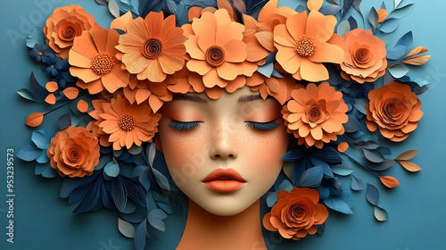 A woman's face surrounded b...