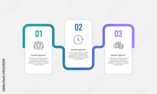 3 Business Process. Infographic Design Templates. Business Presentation, Management, Development, Workflow and Information. Vector Illustration.