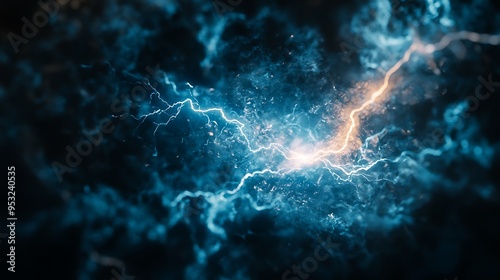 Electrifying Blue and White Electrical Arc in Dark Surroundings photo