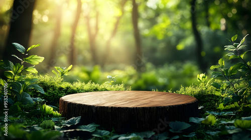 A wooden tree stump in a lu...