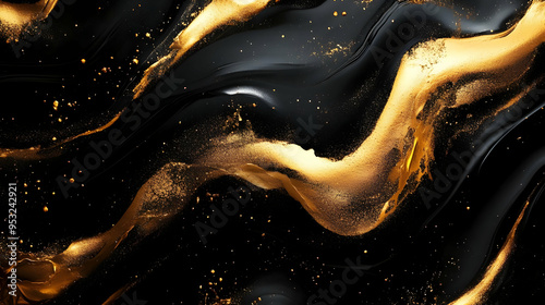 Abstract black and gold pai...