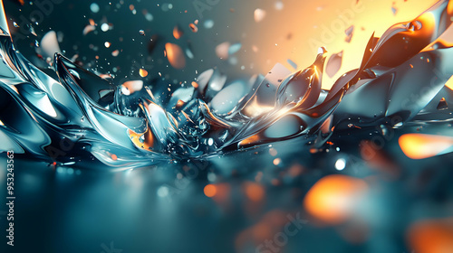 Abstract blue and orange li...