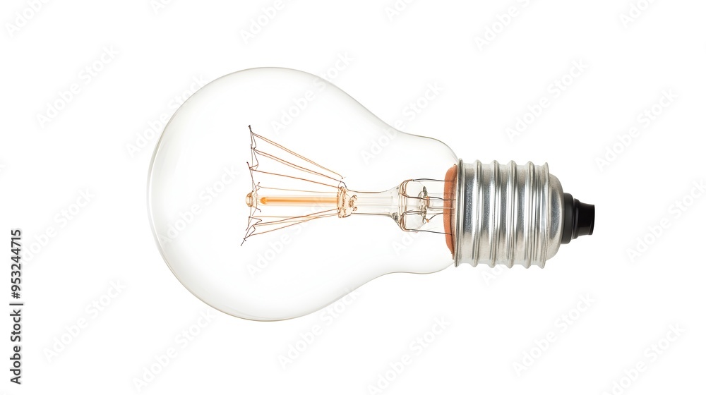 Close up Cross section of Illuminated Light Bulb Showing Internal Components on White Background Close up Cross section of Illuminated Light Bulb Showing Internal Components on White Background