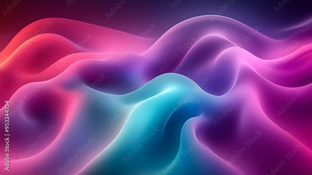 Abstract colorful neon waves background.