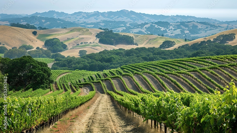 Fototapeta premium hills and vineyard wallpaper