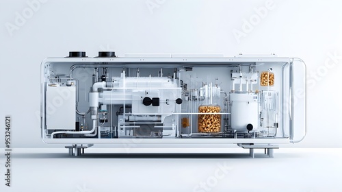 Cross Section of Microwave Popcorn Maker Showing Heating Elements and Ventilation