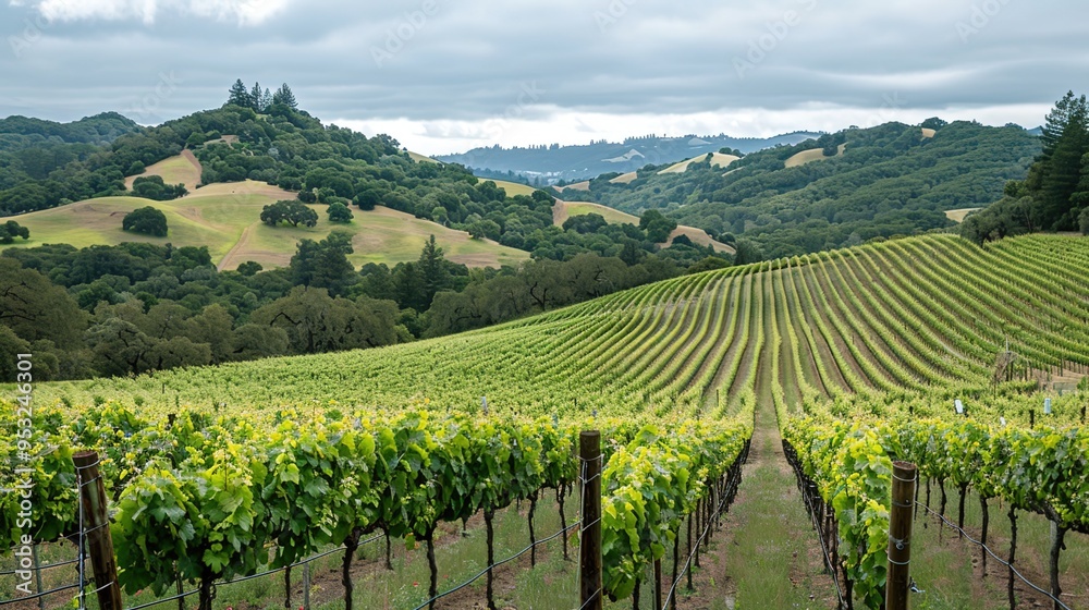 Fototapeta premium hills and vineyard wallpaper