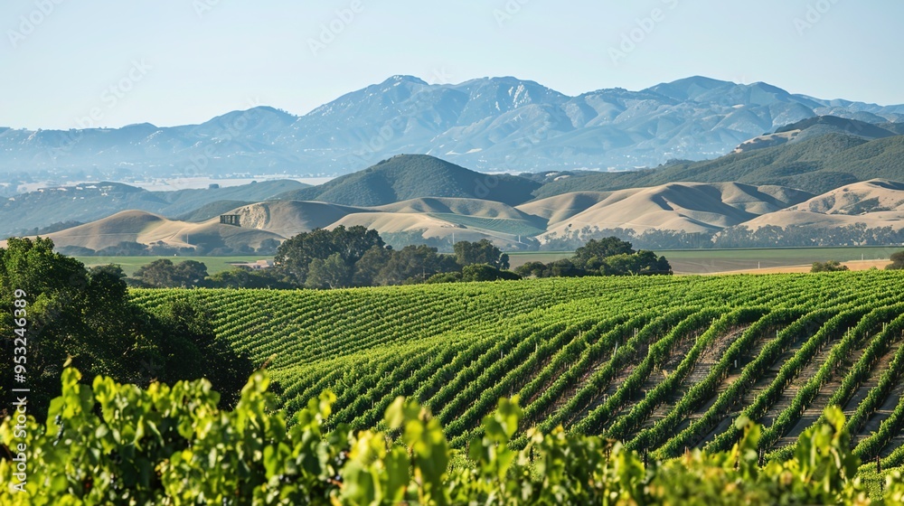 Naklejka premium hills and vineyard wallpaper