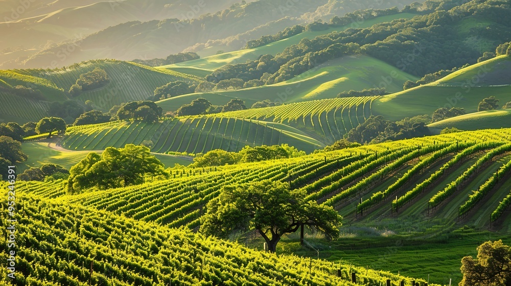Fototapeta premium hills and vineyard wallpaper