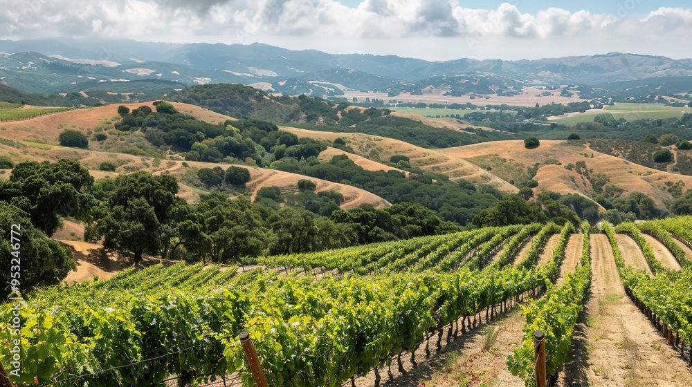 Fototapeta premium hills and vineyard wallpaper