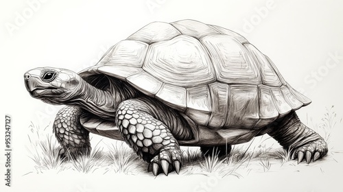 Ancient Majesty: A Galapagos Tortoise in Monochrome 