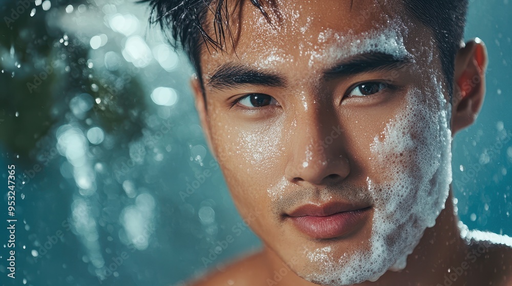 Embracing Diverse Beauty: Southeast Asian Man Engaging in Gentle Skin Exfoliation for Inclusive Skincare Routine Embracing Diverse Beauty: Southeast Asian Man Engaging in Gentle Skin Exfoliation for Inclusive Skincare Routine