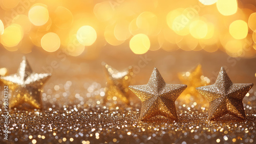 a glittering gold background with twinkling stars and space for celebratory text. - event decoration background, detailed high resolution photo