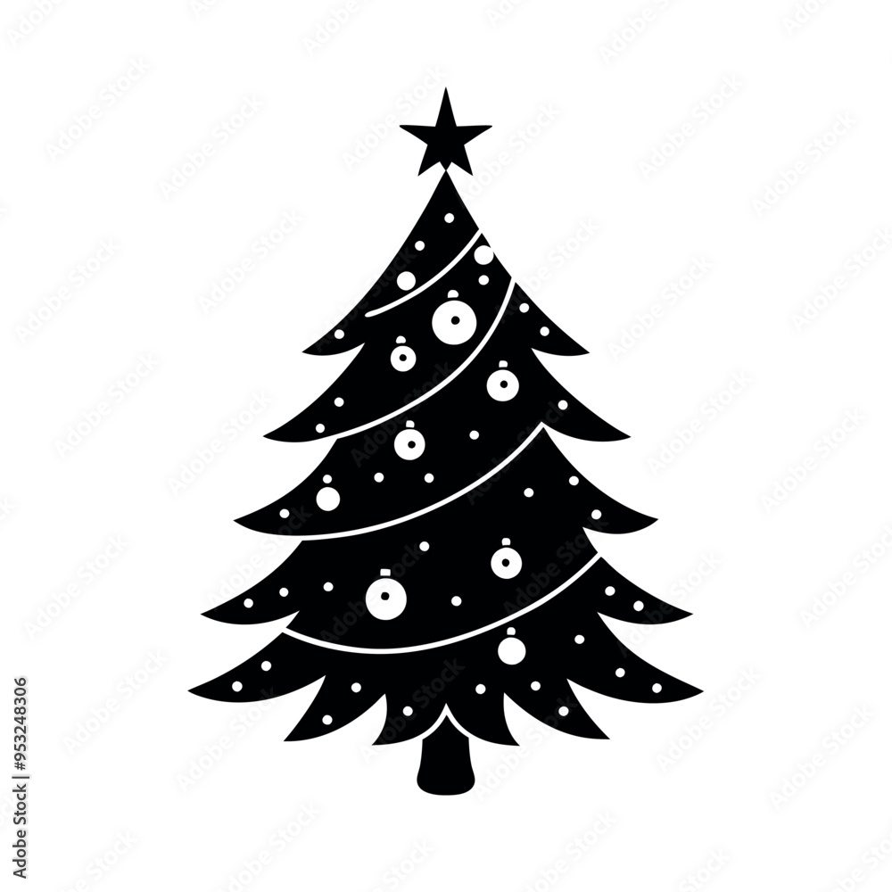 Christmas tree with ornaments vector illustration.
Christmas tree with ornaments vector illustration.