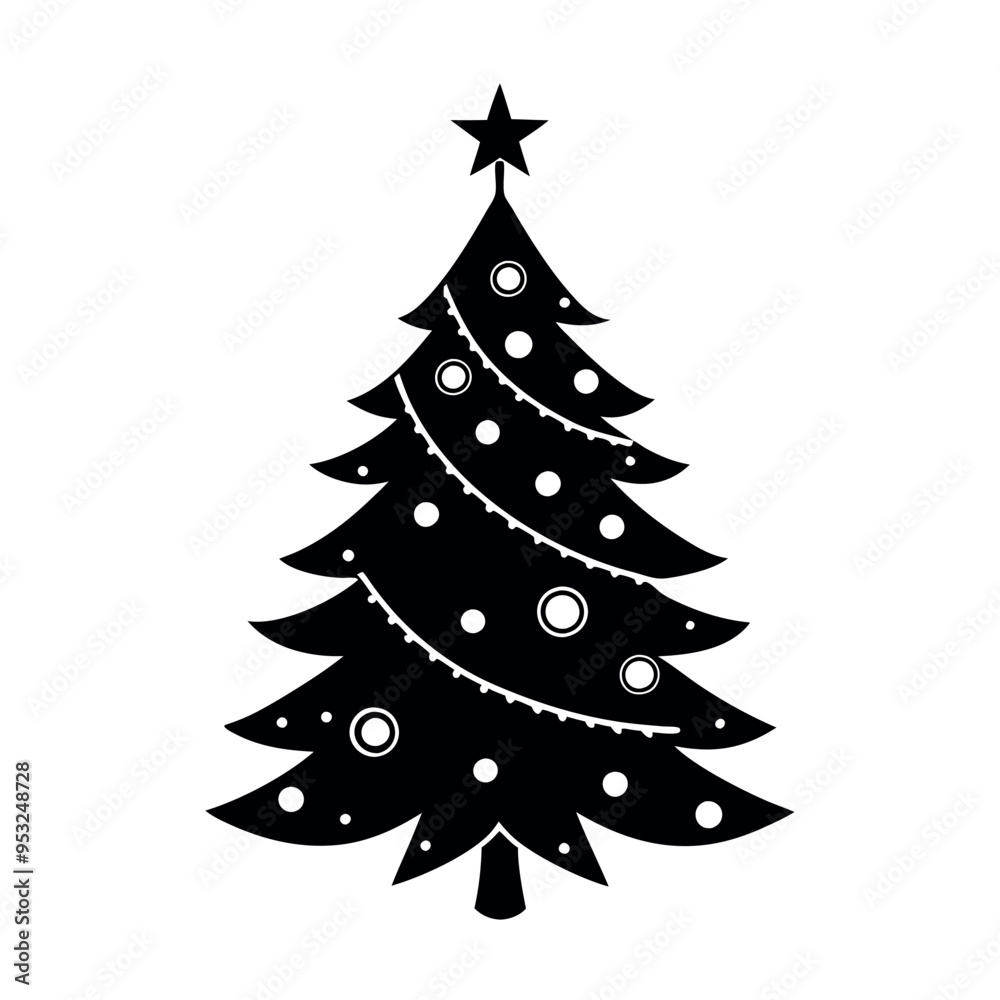Obraz premium Christmas tree with ornaments vector illustration. 