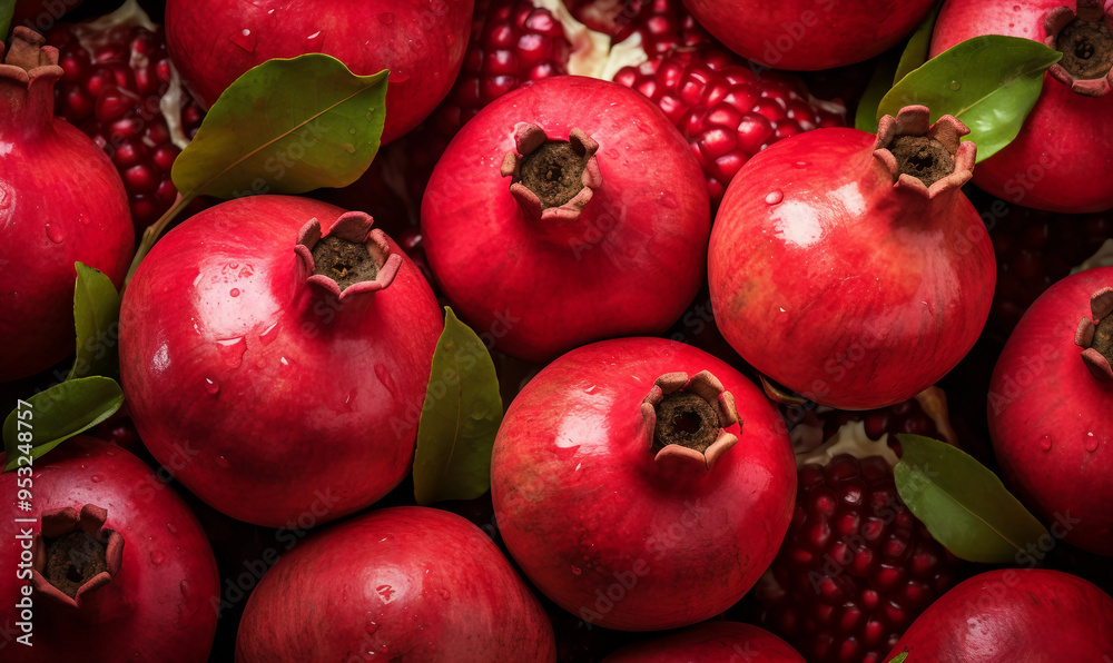 close-up view of ripe pomegranates close-up view of ripe pomegranates