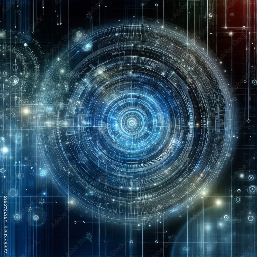 Obraz premium Digital backdround ideal for technological operations, neural networks, AI, data transmission and encryption, digital archives, audio and visual representations, scientific research 