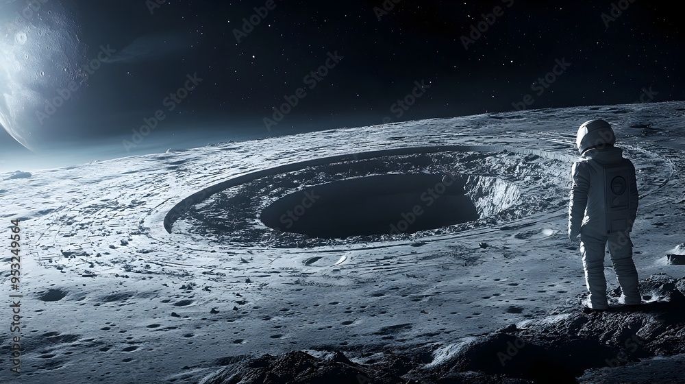Obraz premium Futuristic Alien Base Discovered on the Dark Side of the Moon