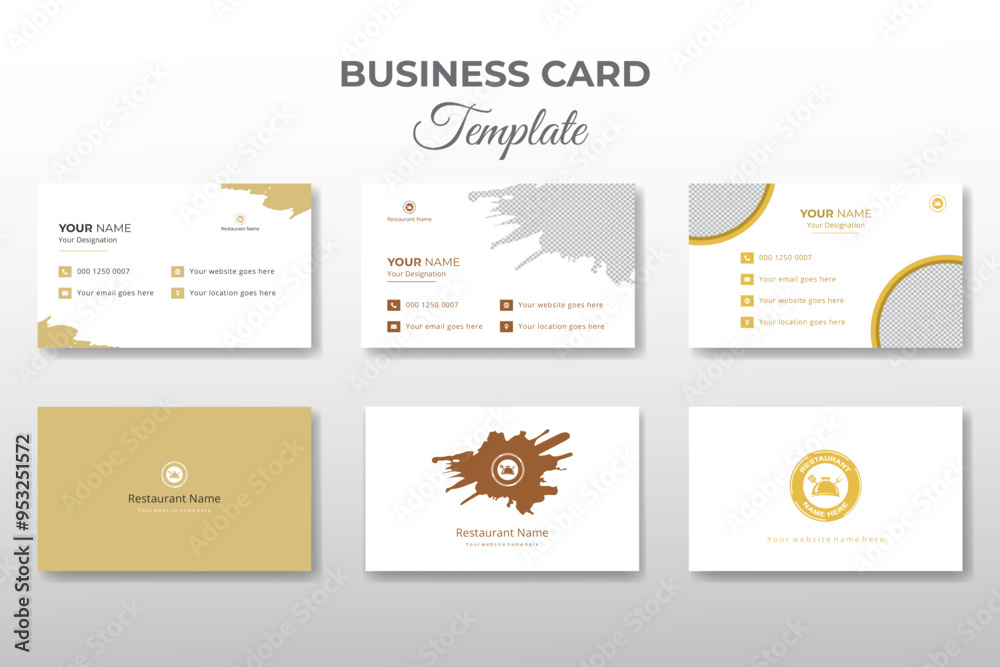 Healthy fast food restaurant business card set collection design template