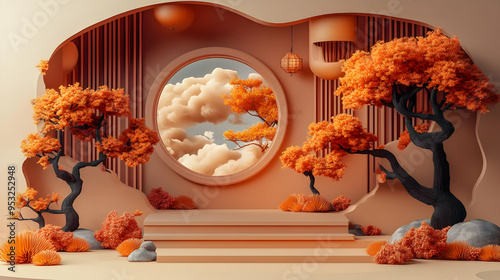Abstract orange and brown b...