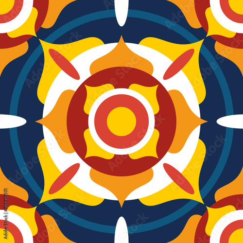 Seamless geometrical pattern can be use for making unlimited seamless pattern. This pattern can be apply for making tiles  pattern, fabric, embroidery, carpet, decorative, and background. 