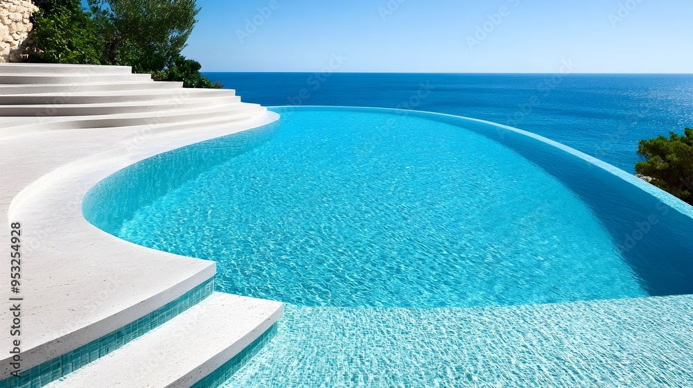 Fototapeta premium Private Pool with Inviting Blue Water and Elegant Steps