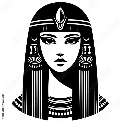 Egyptian queen Cleopatra isolated on white background. Queen of Egypt, one of the most famous women in history. Illustration isolated in vector.