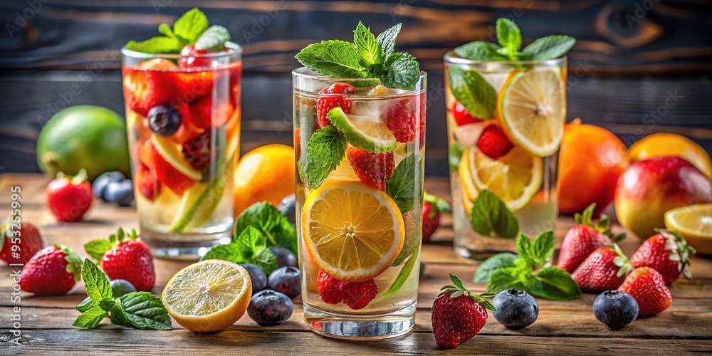 Crisp fruit infused drink concept Crisp fruit infused drink concept