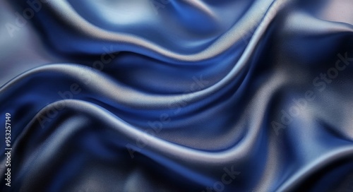 Rich blue satin fabric in elegant folds showcasing its smooth texture and sheen