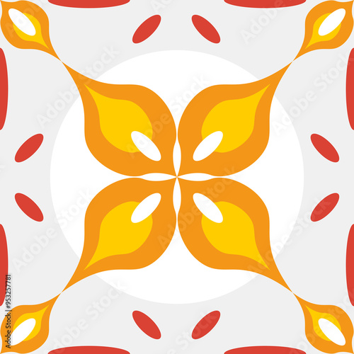 Seamless geometrical pattern can be use for making unlimited seamless pattern. This pattern can be apply for making tiles  pattern, fabric, embroidery, carpet, decorative, and background. 