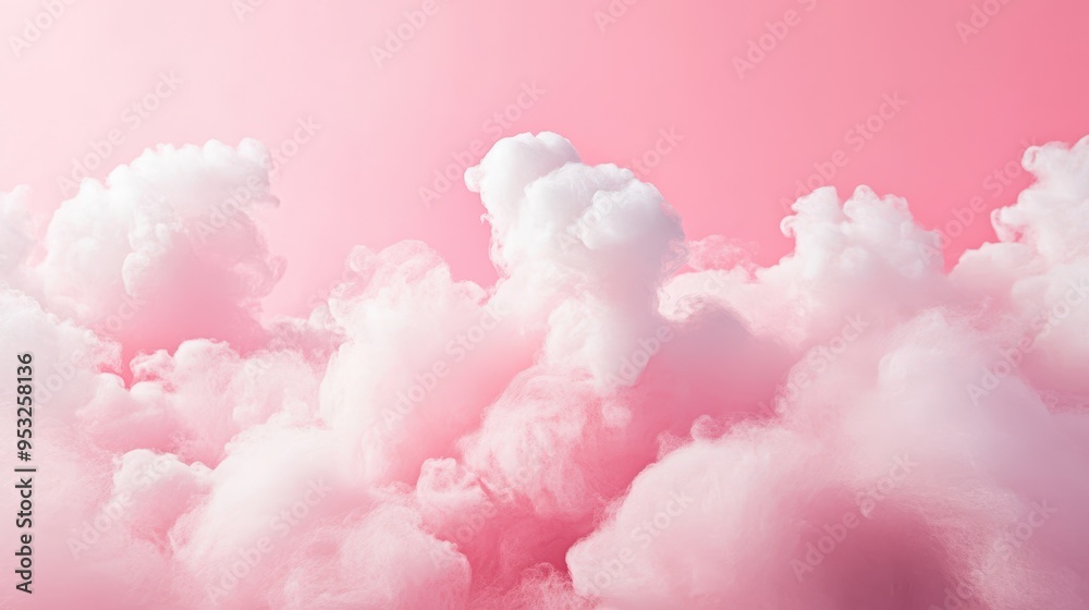 Pink pastel background with fluffy clouds. Pink pastel background with fluffy clouds.