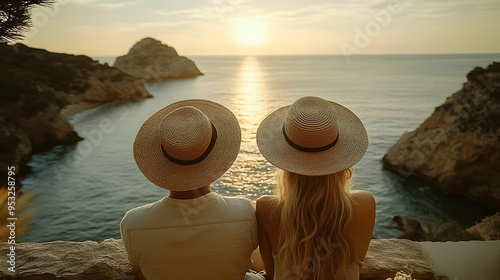 Back view of couple in hats...