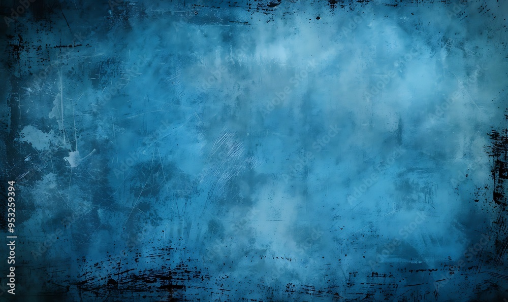Obraz premium Grainy texture background in blue tones. Rough wall surface of modern colors and gradients. Frame with