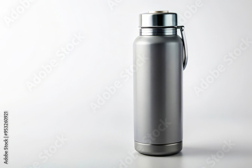 Stainless Steel Water Bottle Mockup On White Background