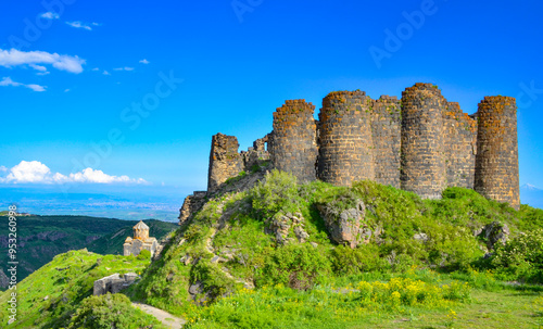 Amberd Fortress ruins and Vahramashen Church on Mount Aragats (Antarut, Armenia) photo