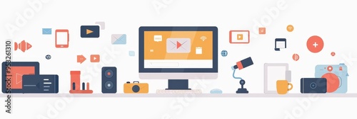Social Media Content Creation Concept Illustration.
