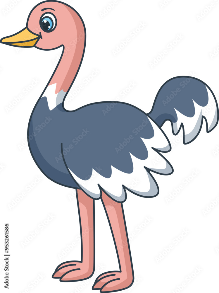 Obraz premium Ostrich baby animal cartoon mascot. Funny bird