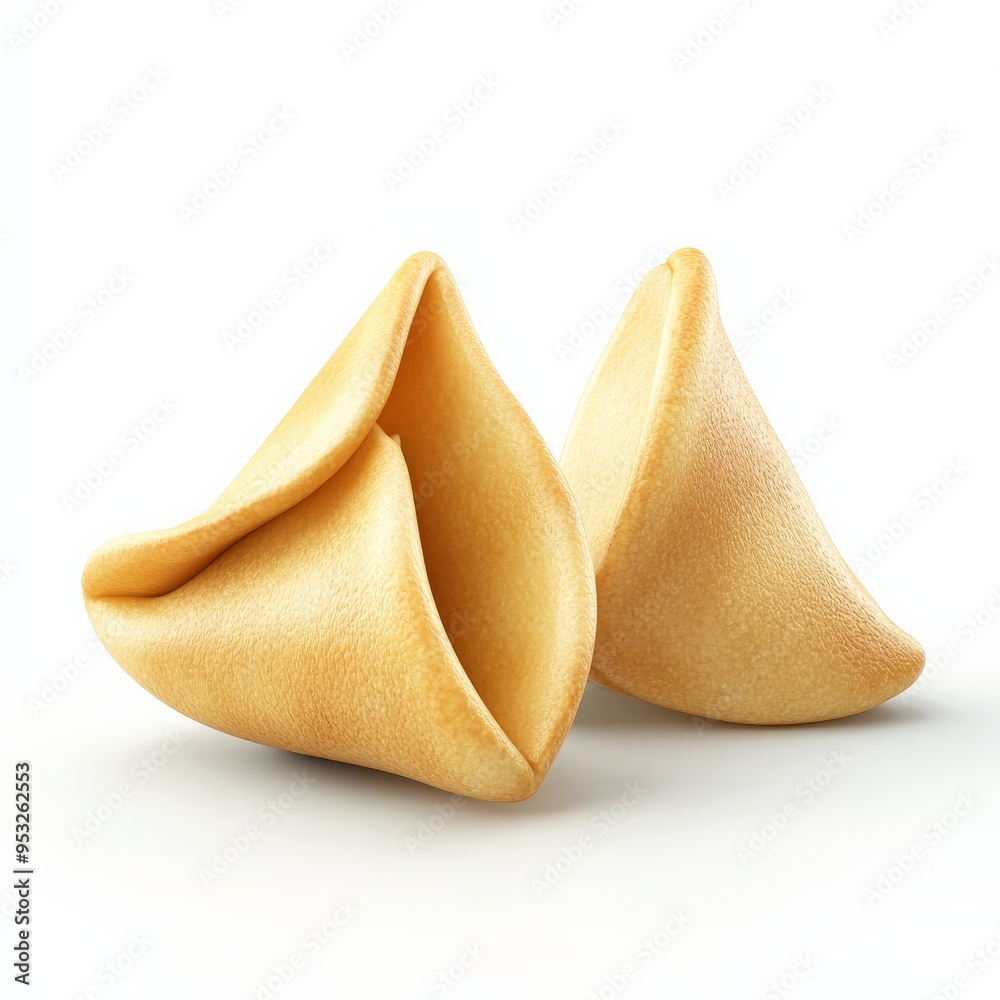 Two Fortune Cookies Isolated on White Background.