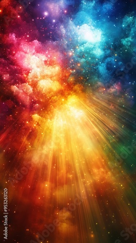 Abstract Colorful Nebula With Bright Lights.