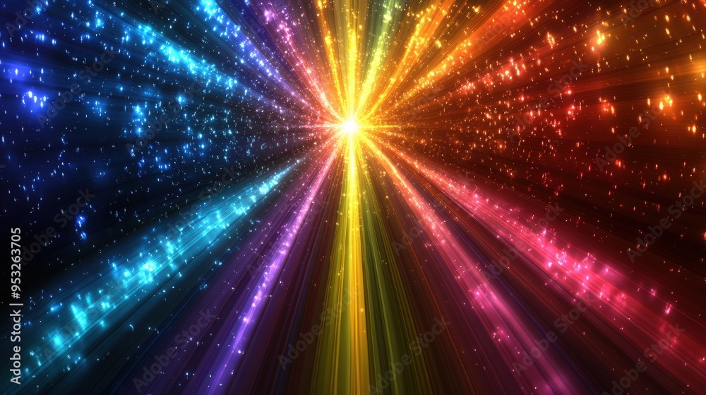 Obraz premium Abstract Rainbow Light Burst.