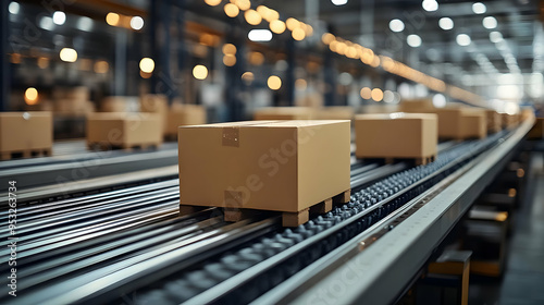 Cardboard box on conveyor b...