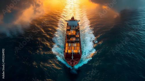 Cargo ship sailing through ...