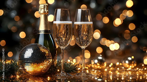 Champagne glasses and a bot...