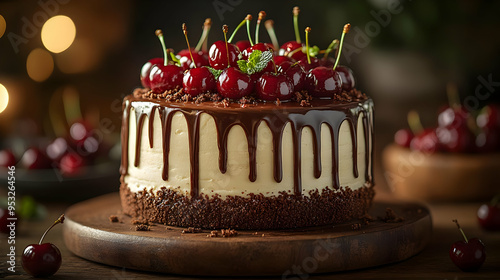 Chocolate cake topped with ...
