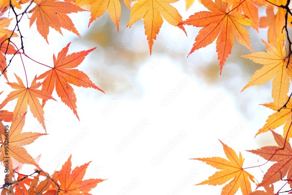 Autumn Maple Leaves Flat Lay White Background created with Generative AI Autumn Maple Leaves Flat Lay White Background created with Generative AI