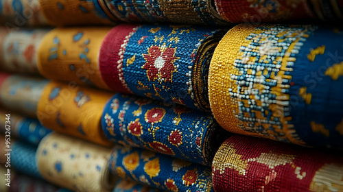 Close up of colorful rolled...