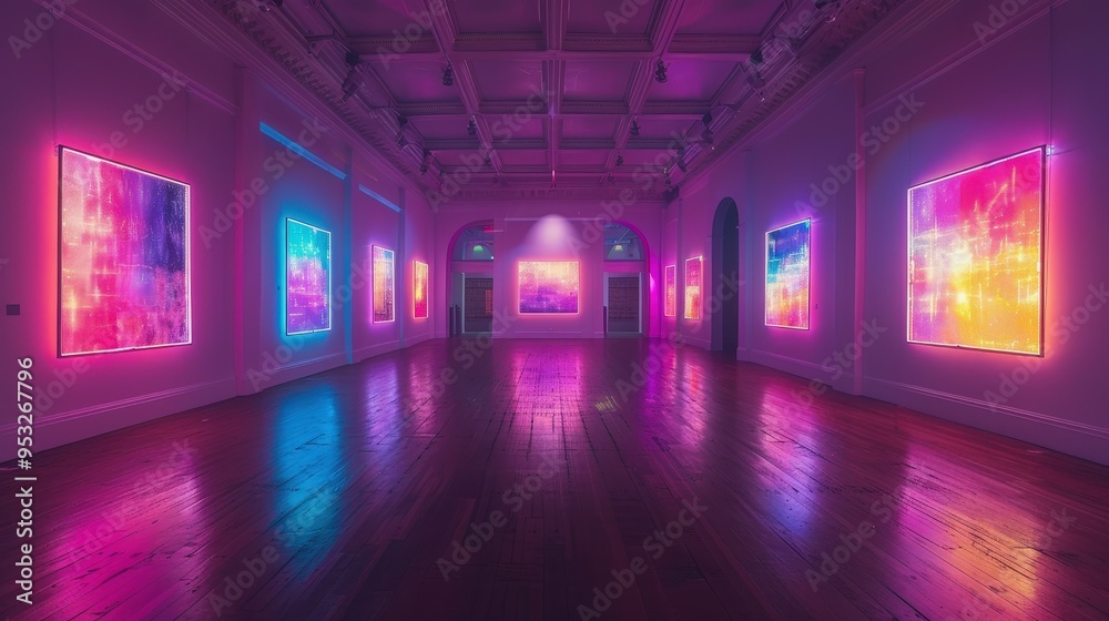 Neon Art Gallery Interior. Neon Art Gallery Interior.