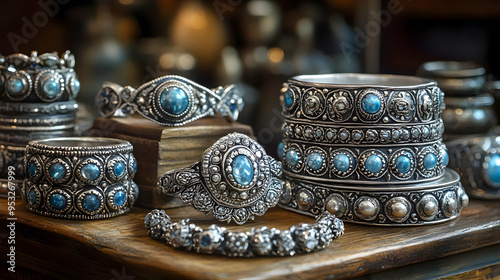 Close up of silver bracelet...