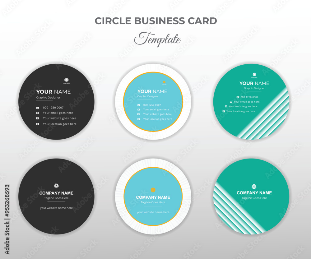 Stylist unique round circle business card set design Stylist unique round circle business card set design